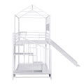 Metal Bunk Bed With Slide And Steps White Metal