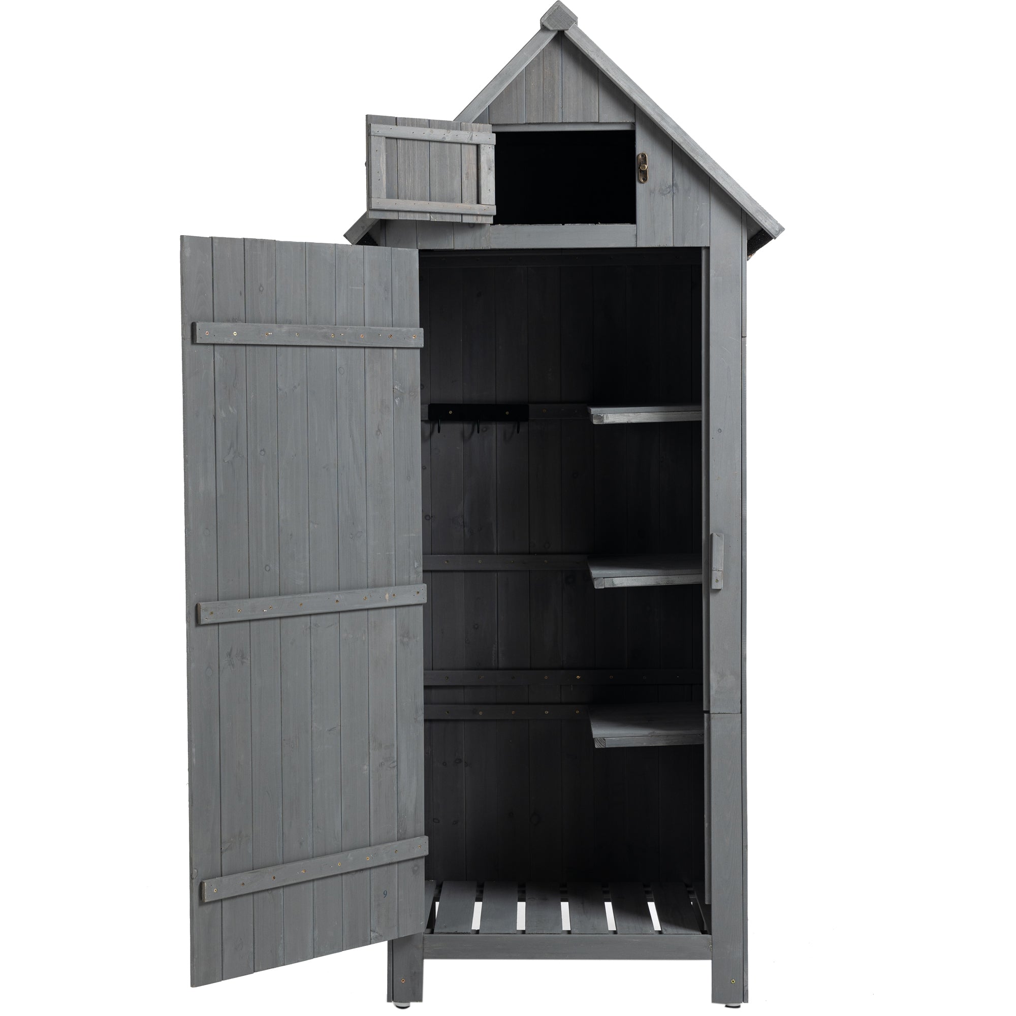 30.3"L X 21.3"W X 70.5"H Outdoor Storage Cabinet Tool Shed Wooden Garden Shed Gray Grey Solid Wood