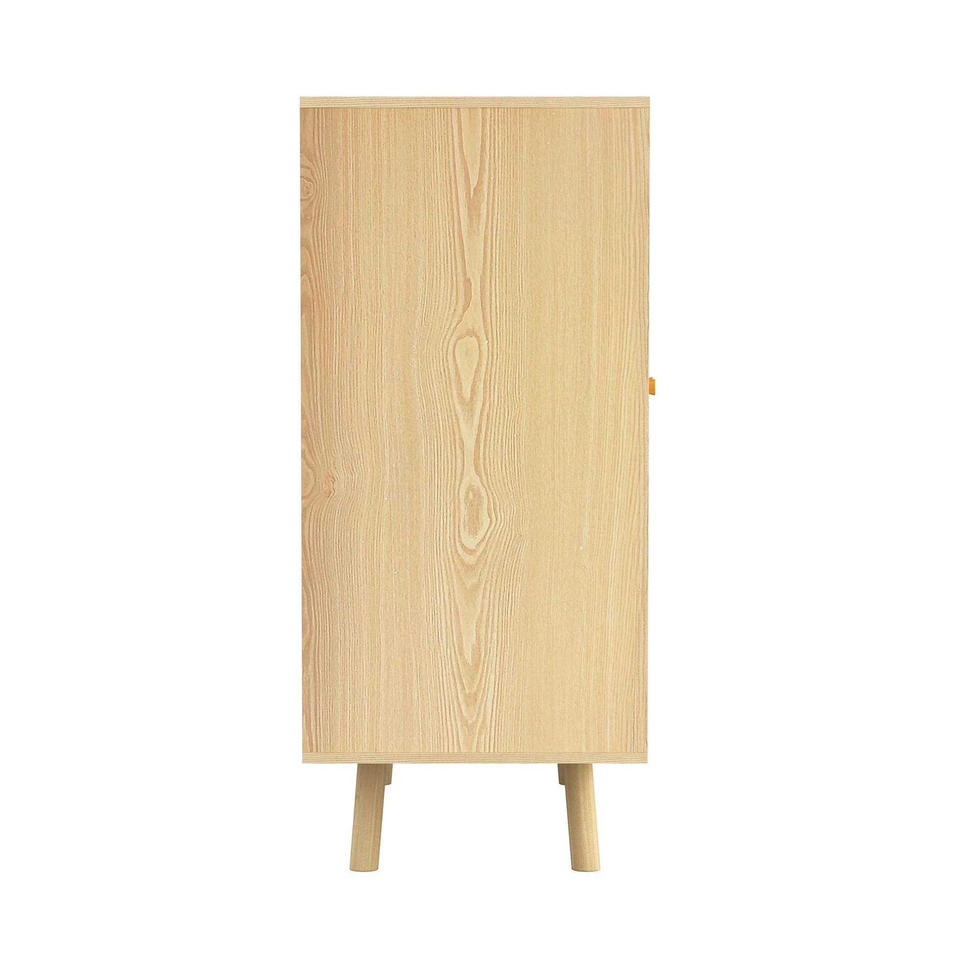 Bohemian Bar Cabinet, Natural Rattan Doors, Removable Wine Rack In Natural Wood Beige Boho Particle Board