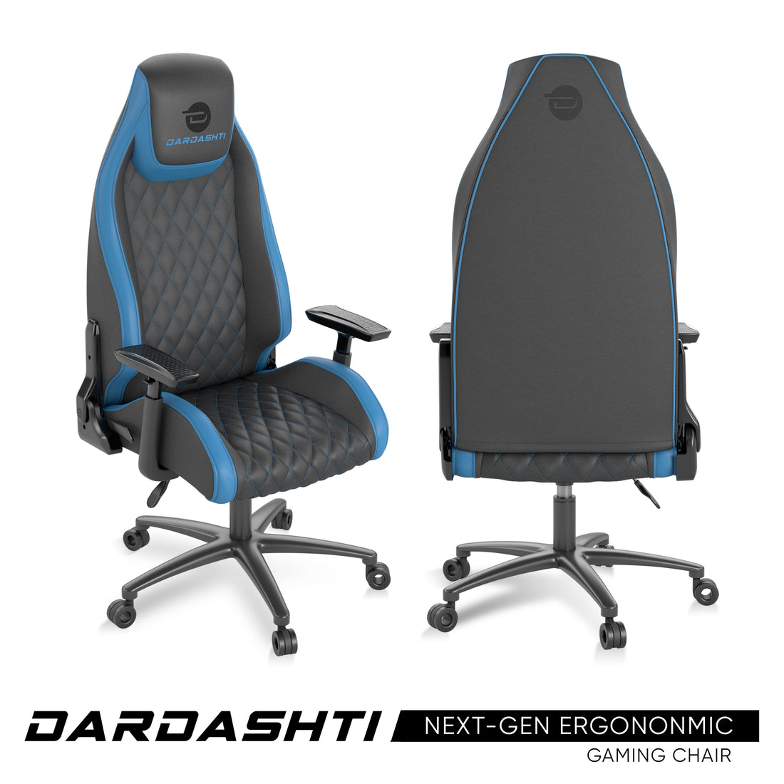 Next Gen Ergonomic Gaming Chair, 8 Way Adjustable Arm Rest, Multi Tilt, Steel Frame In Blue Blue Foam