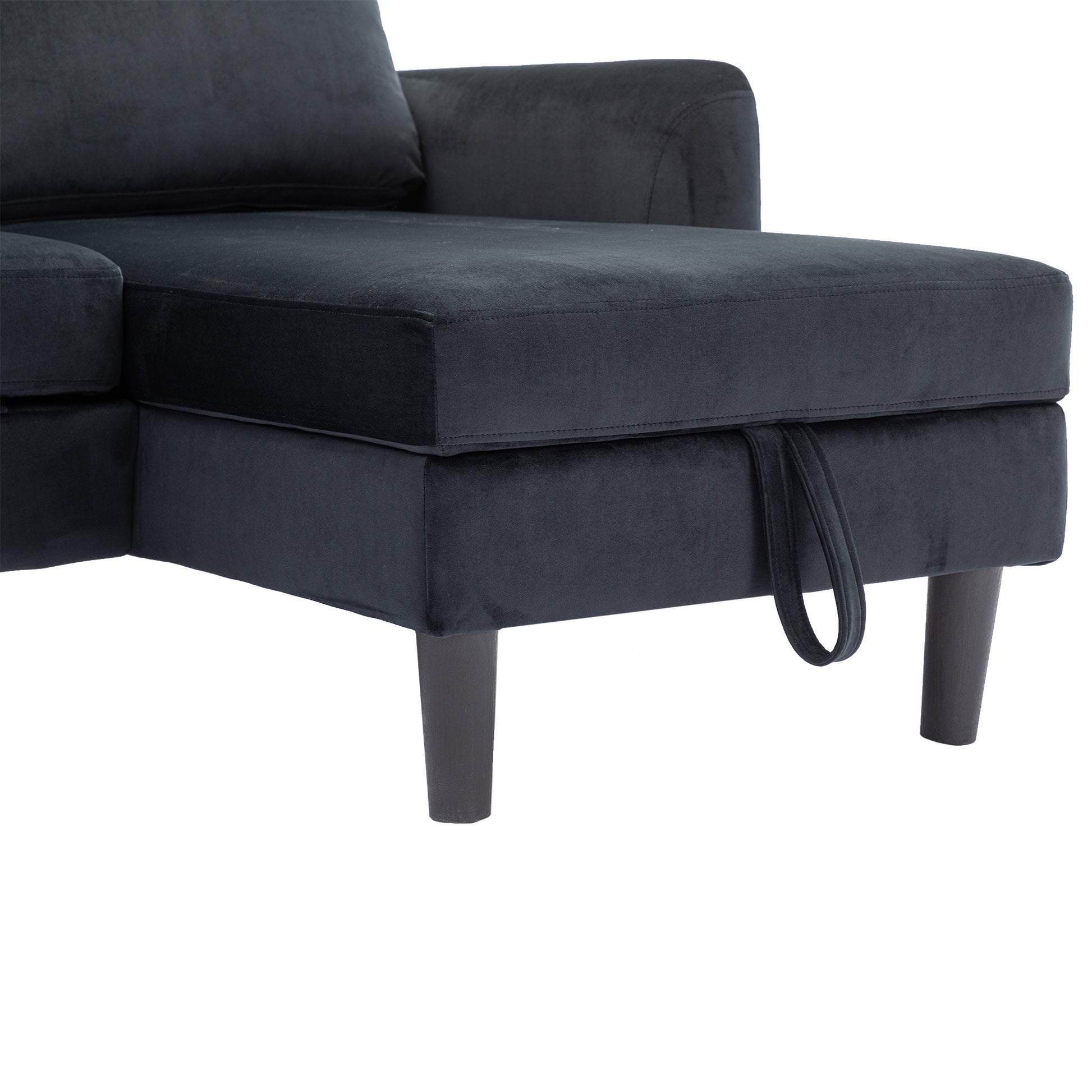 United We Win Sectional Sofa Reversible Sectional Sleeper Sectional Sofa With Storage Chaise Black Polyester