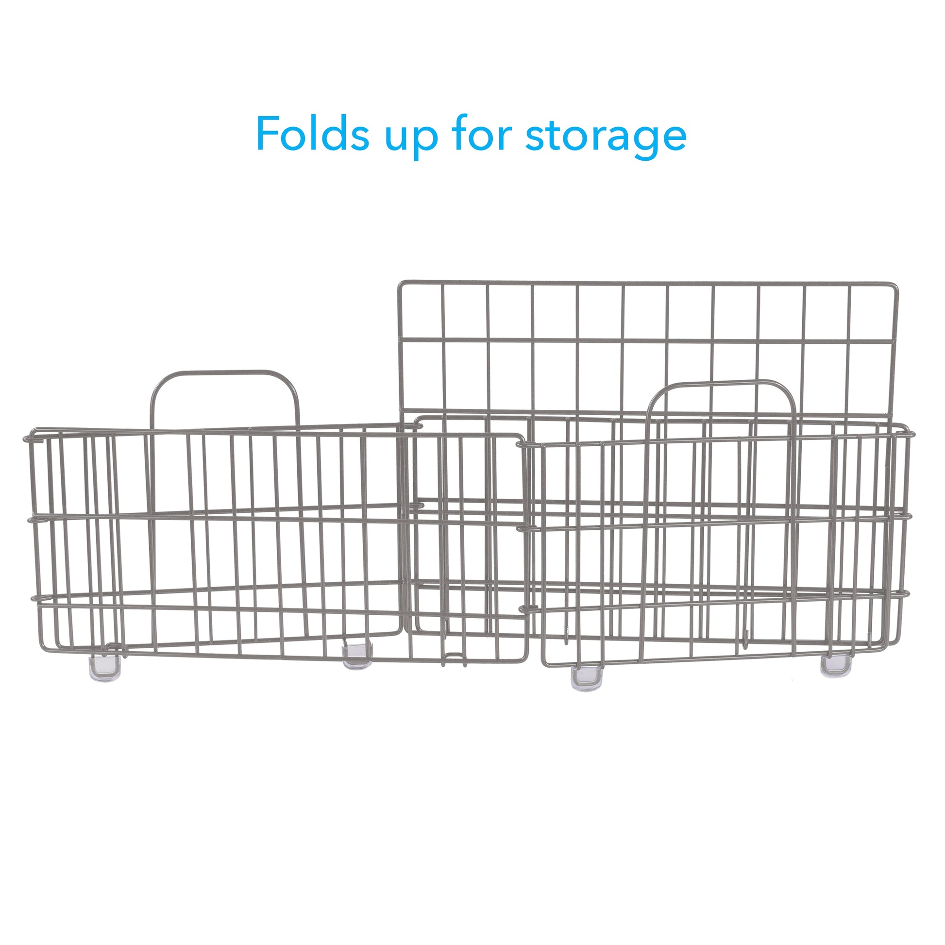 Collapsable Wire Basket In Light Gray Light Gray Metal