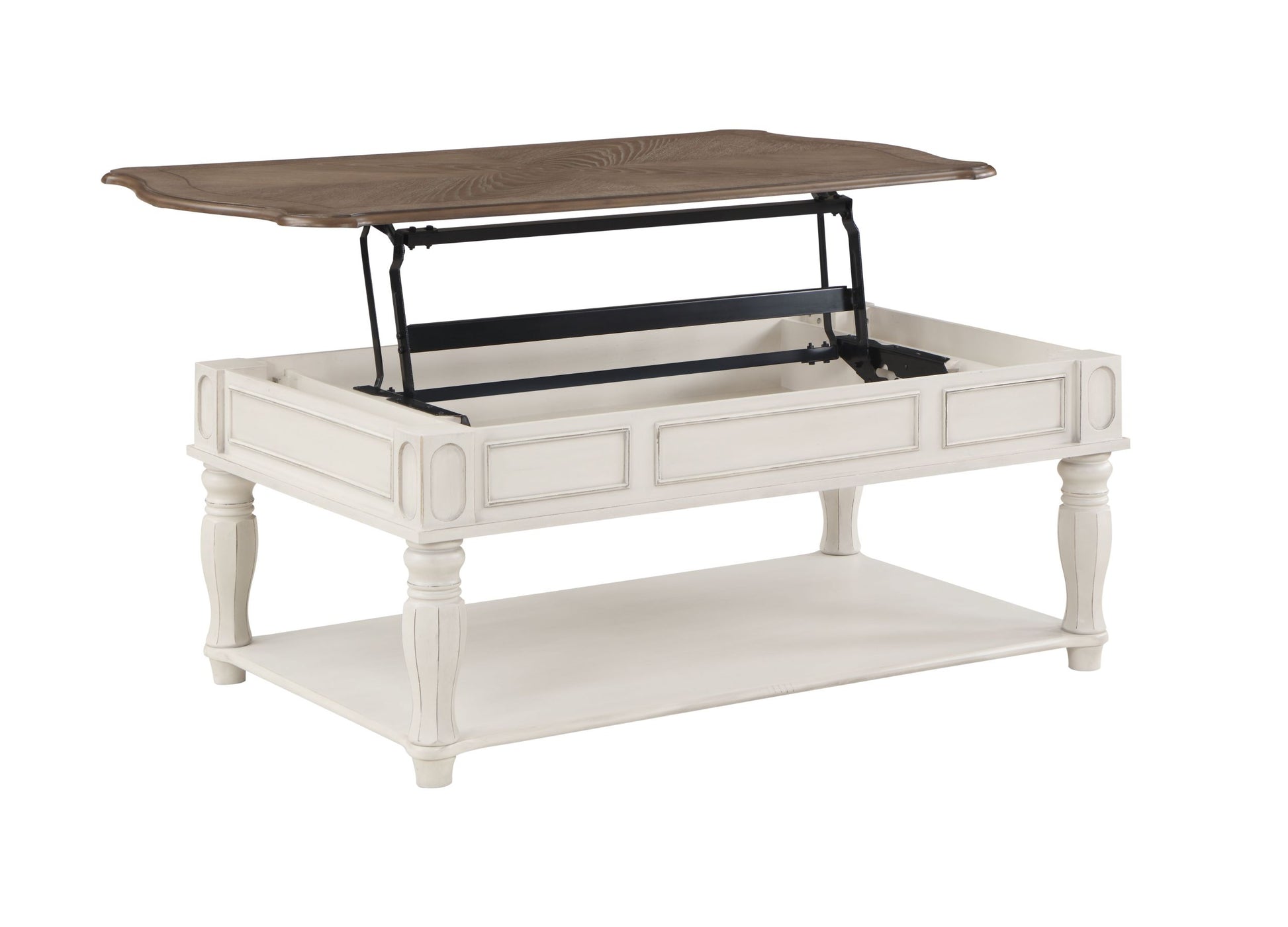 Florian Coffee Table W Lift Top In Oak & Antique White Finish Lv01662 Antique White Solid Wood Mdf