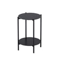 2 Layer End Table With Whole Marble Tabletop, Round Coffee Table With Black Metal Frame For Bedroom Living Room Office Black,1 Piece Black Metal