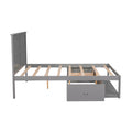 Full Size Platform Bed With Drawer On The Each Side And Shelf On The End Of The Bed, Gray Gray Pine