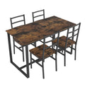Five Piece Set Table And Chair With Backrest, Industrial Style, Solid Structure Brown Mdf
