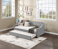 Daybed With Trundle Upholstered Tufted Sofa Bed, With Button And Copper Nail On Arms,Full Size Grey. Full Gray Solid Wood