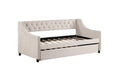 Upholstered Daybed With Trundle, Twin Size Frame, Beige Velvet Beige Foam Solid Wood