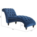 Tufted Armless Chaise Lounge Blue Polyester Fabric
