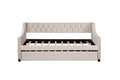 Upholstered Daybed With Trundle, Twin Size Frame, Beige Velvet Beige Foam Solid Wood