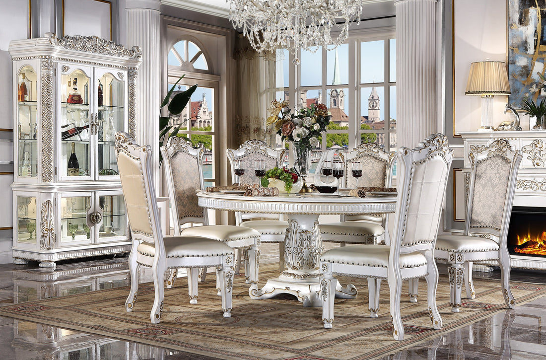 Vendome Dining Table Antique Pearl Finish Dn01222 Antique White Solid Wood