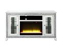 Noralie Tv Stand W Fireplace & Led Mirrored & Faux Diamonds Lv00316 Silver Mdf