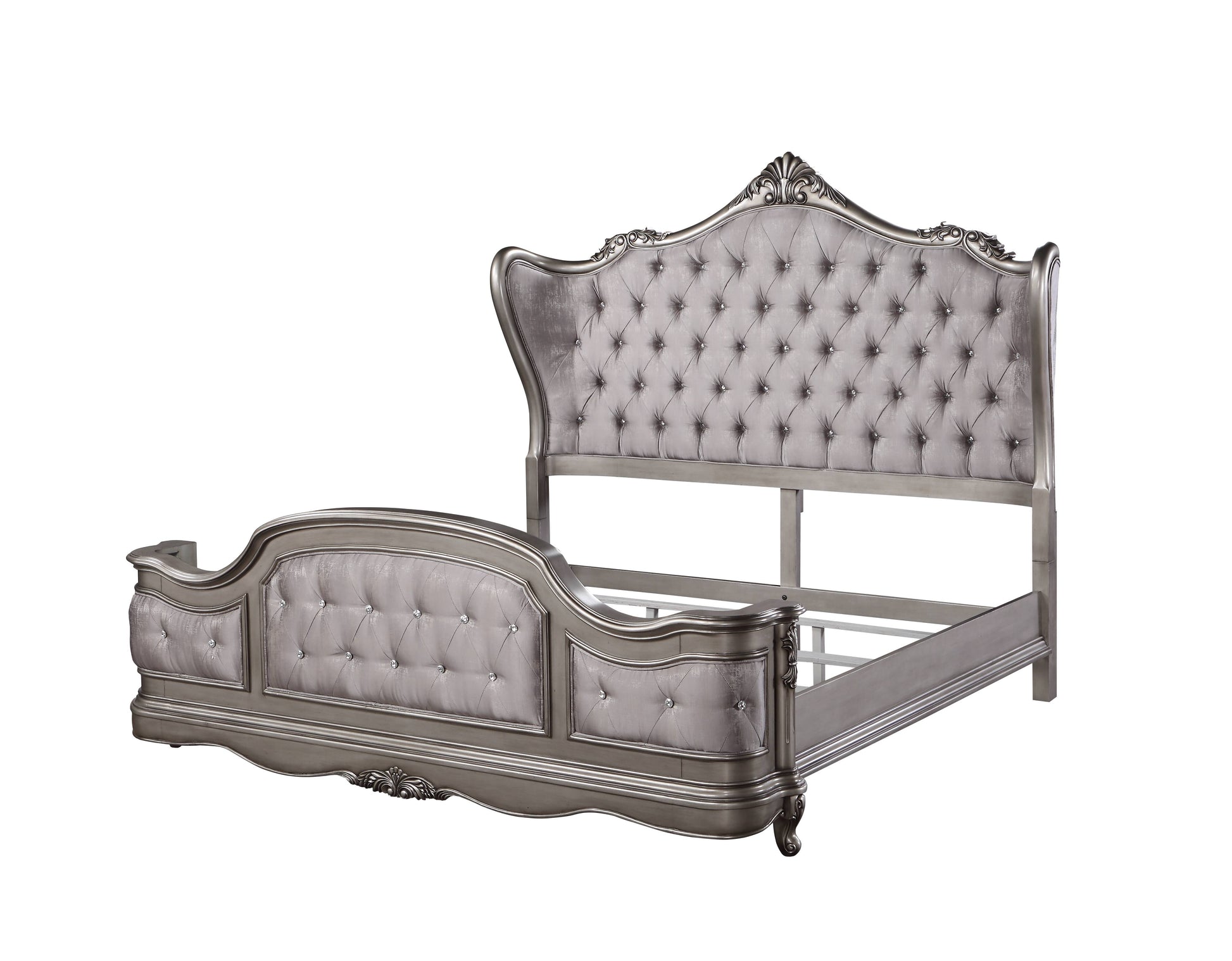 Ausonia Ck Bed Velvet & Antique Platinum Finish Bd00601Ck Antique Gray Velvet
