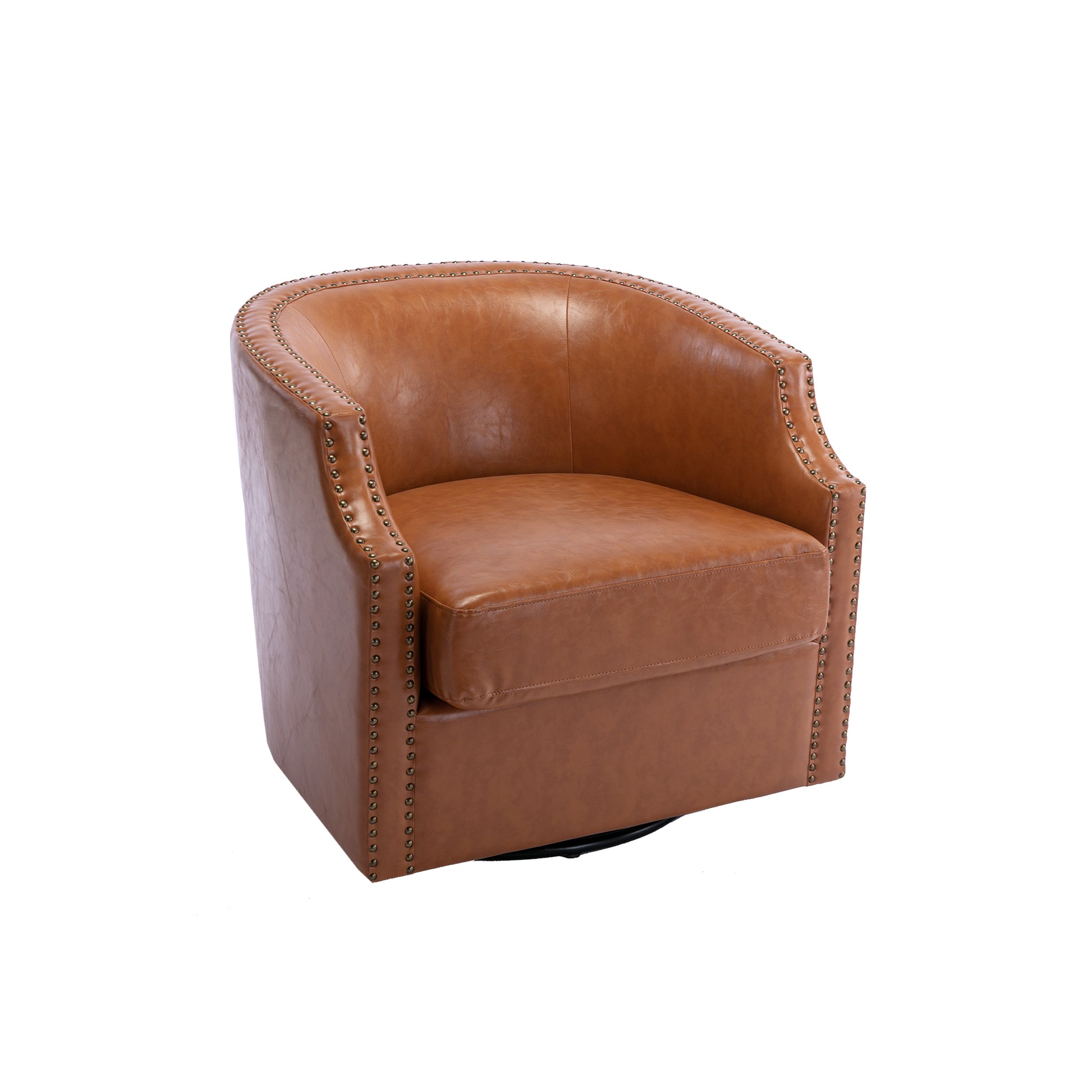 Coolmore Swivel Chair Living Room Chair Light Brown Metal