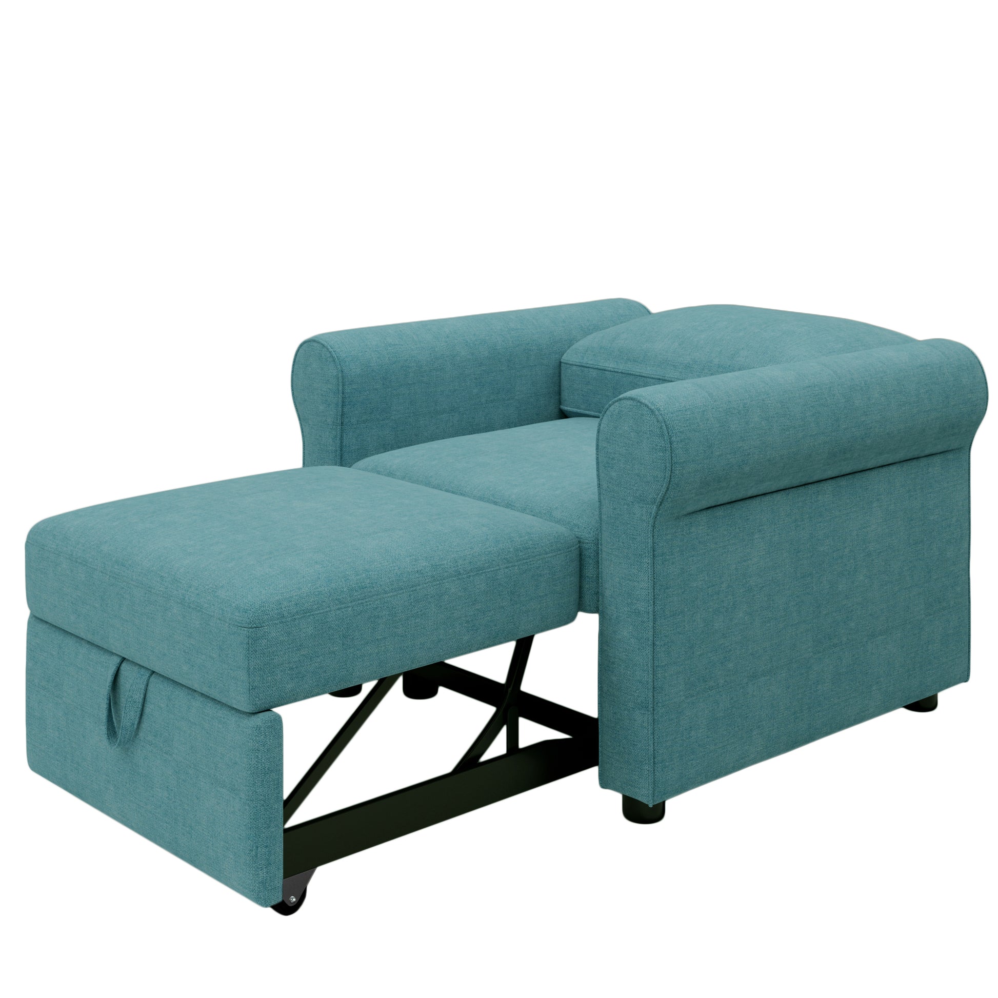 3 In 1 Sofa Bed Chair, Convertible Sleeper Chair Bed,Adjust Backrest Into A Sofa,Lounger Chair,Single Bed,Modern Chair Bed Sleeper For Adults,Teal Old Sku:Wf301161Aaw Teal Linen