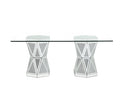 Noralie Dining Table Mirrored & Faux Diamonds Dn00722 Silver Glass