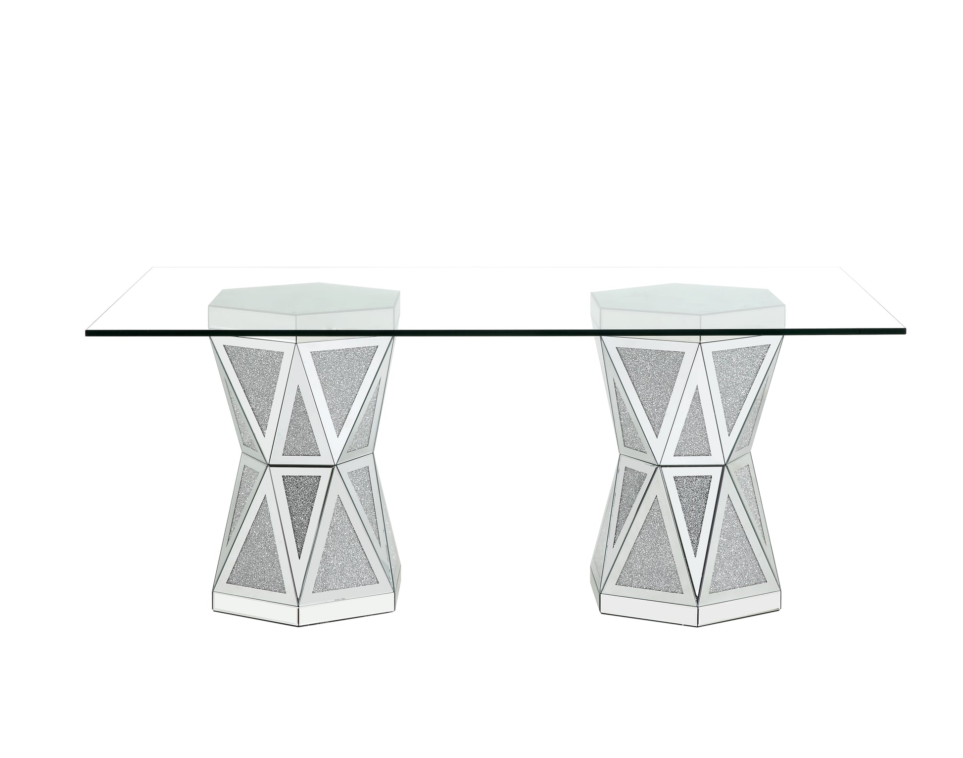 Noralie Dining Table Mirrored & Faux Diamonds Dn00722 Silver Glass