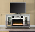 Noralie Tv Stand W Fireplace & Led Mirrored & Faux Diamonds Lv00316 Silver Mdf