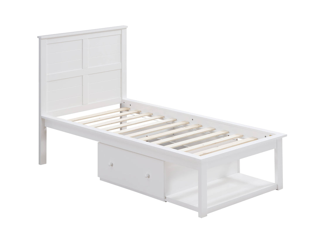 Lolanda Twin Bed White Finish Bd00649T White Solid Wood Mdf