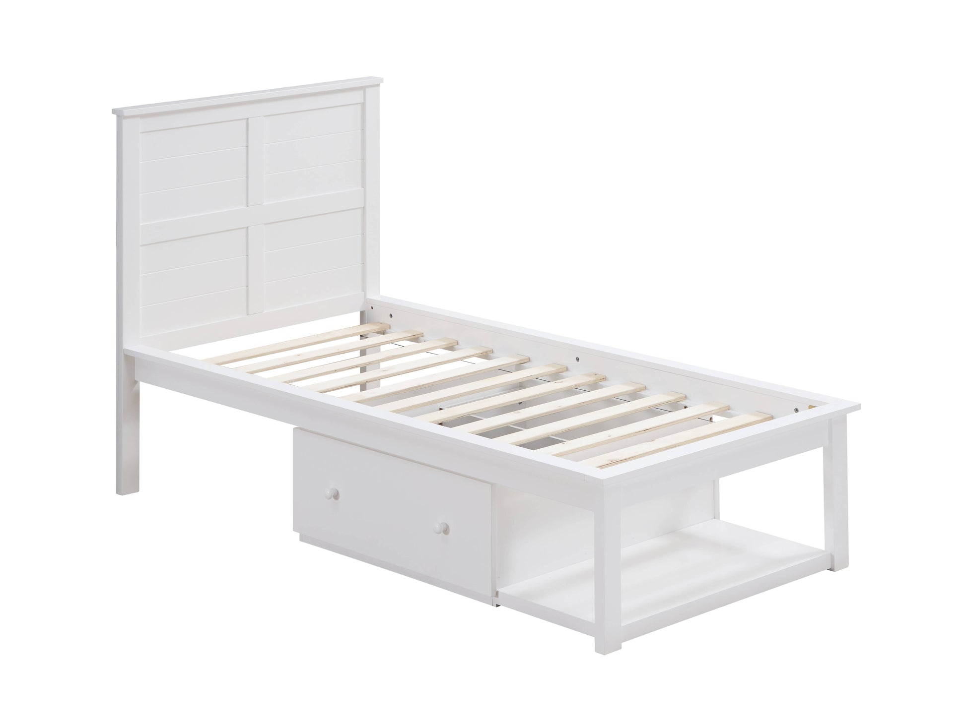 Lolanda Twin Bed White Finish Bd00649T White Solid Wood Mdf