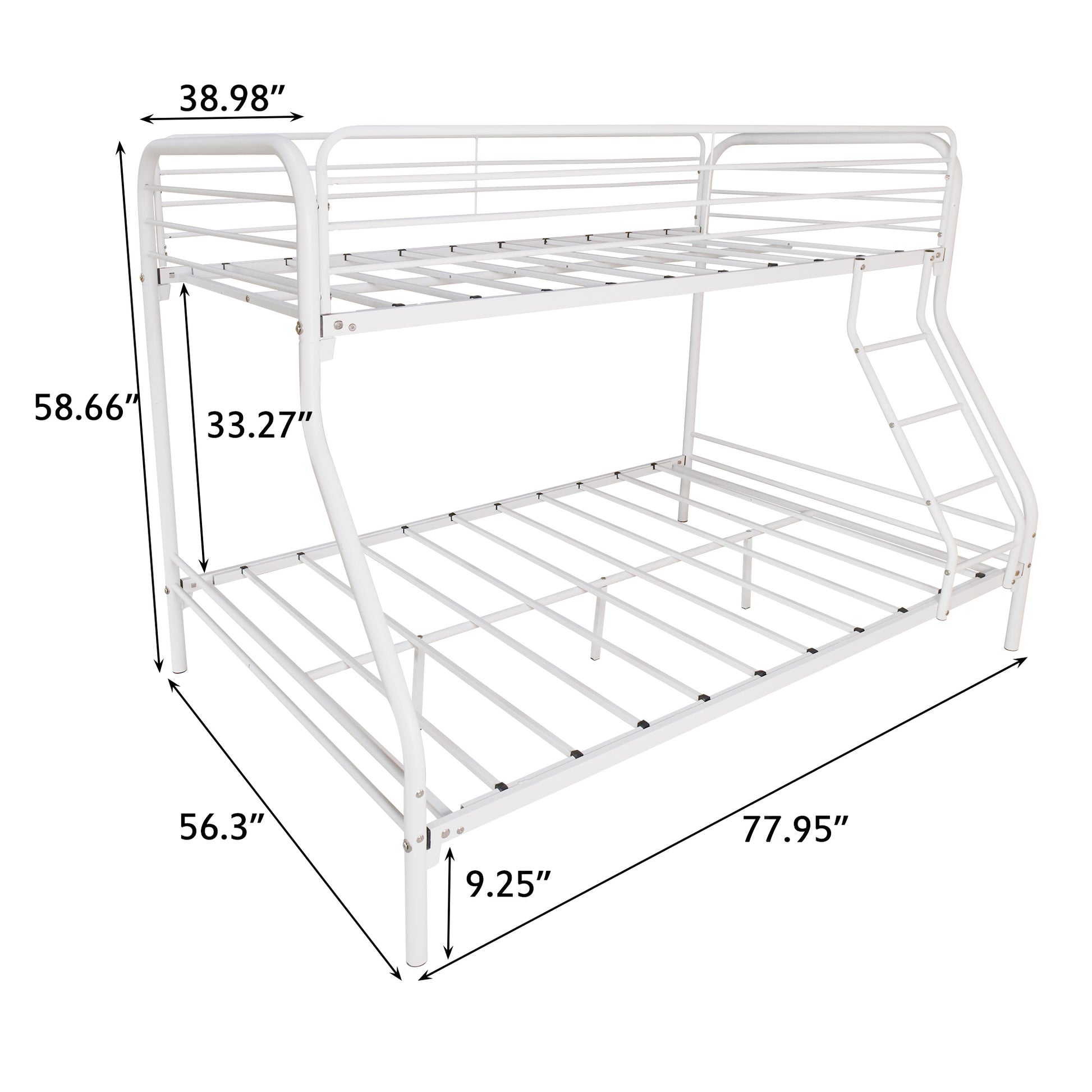 Heavy Duty Twin Over Full Metal Bunk Bed, Easy Assembly With Enhanced Upper Level Guardrail, White Box Spring Not Required Twin White Metal Bedroom Bunk Metal