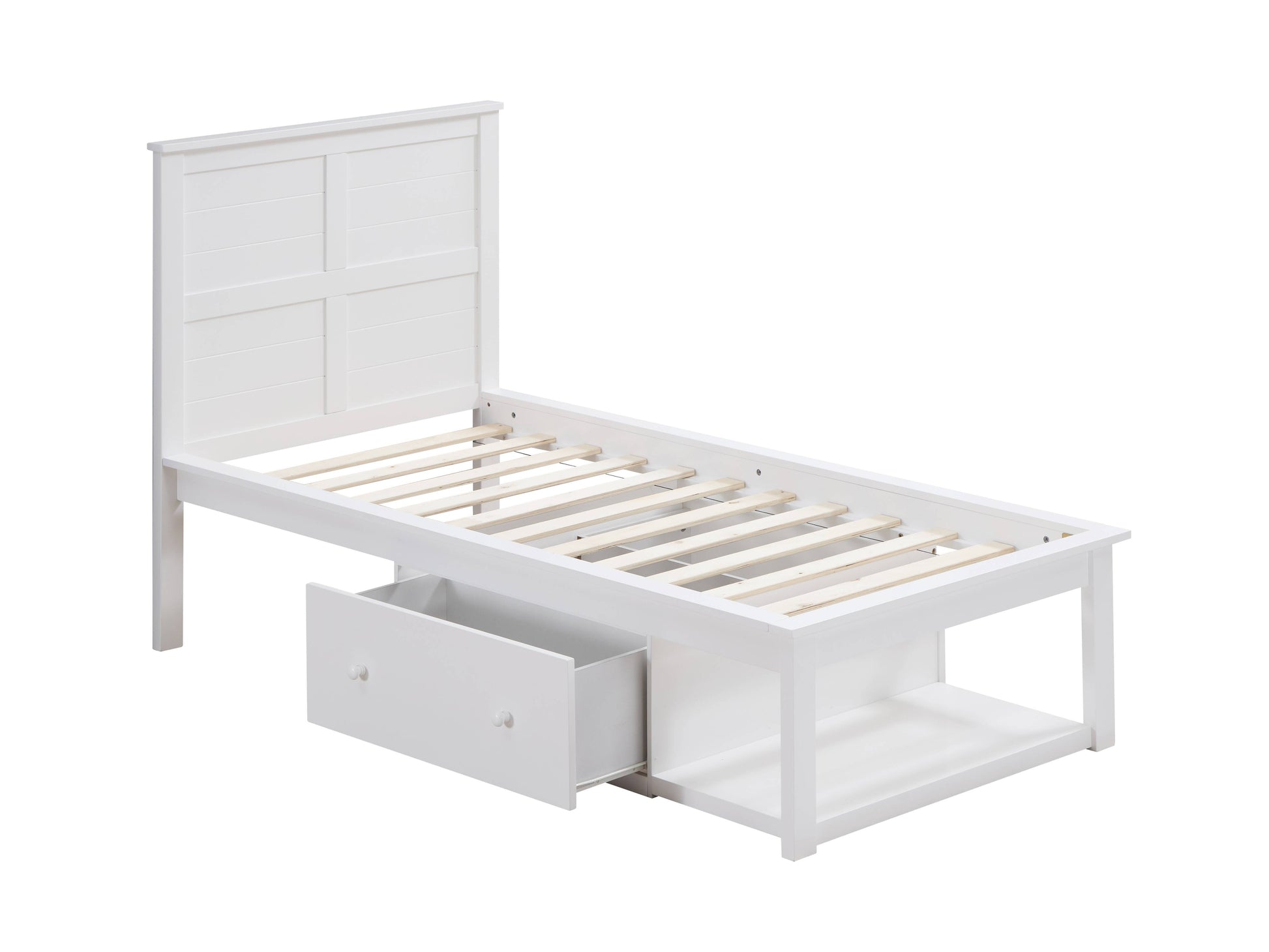 Lolanda Twin Bed White Finish Bd00649T White Solid Wood Mdf
