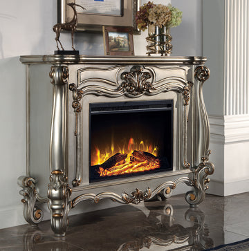 Versailles Fireplace Antique Platinum Finish Ac01314 Antique White Solid Wood Mdf
