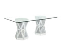 Noralie Dining Table Mirrored & Faux Diamonds Dn00722 Silver Glass