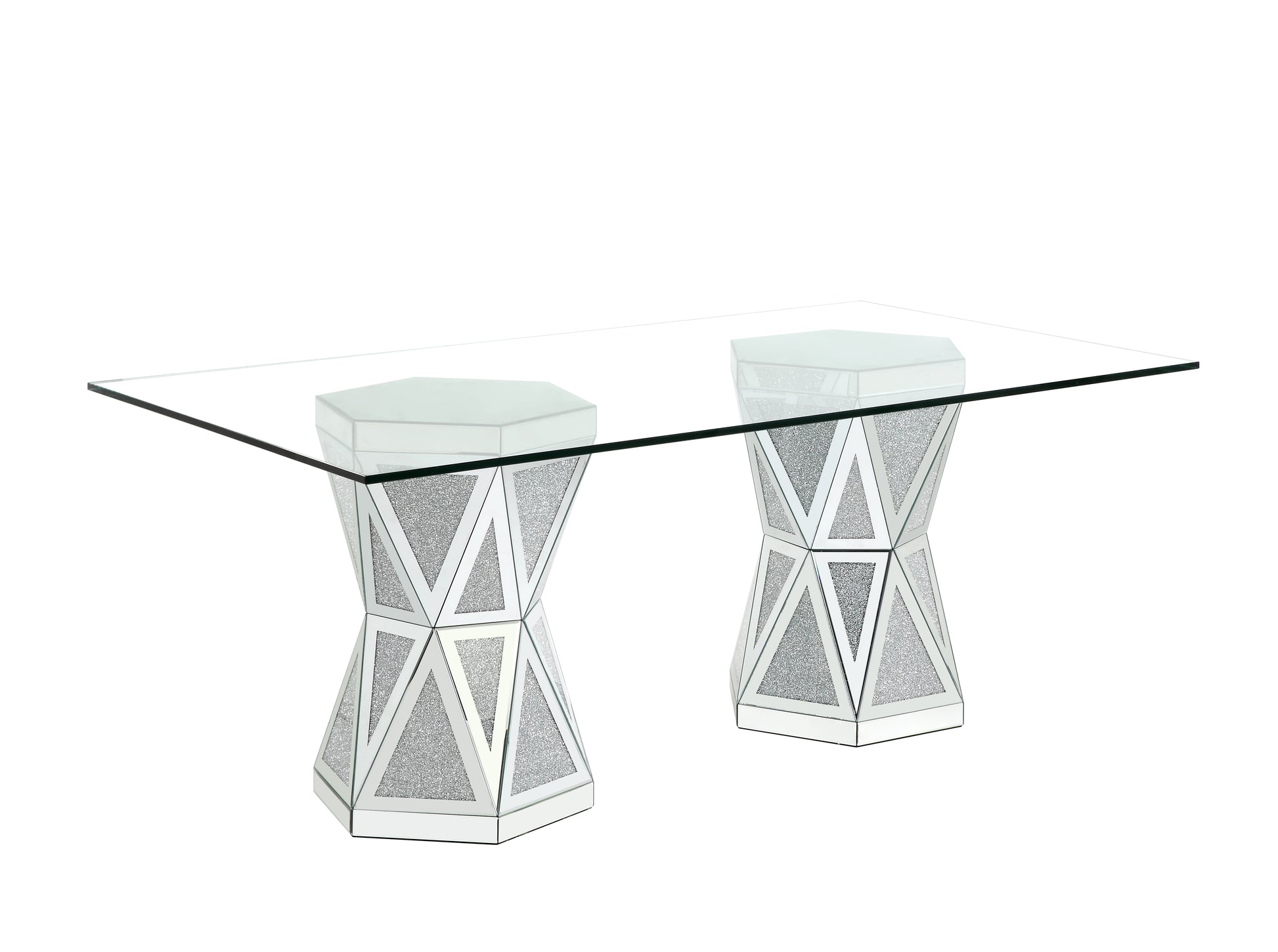 Noralie Dining Table Mirrored & Faux Diamonds Dn00722 Silver Glass