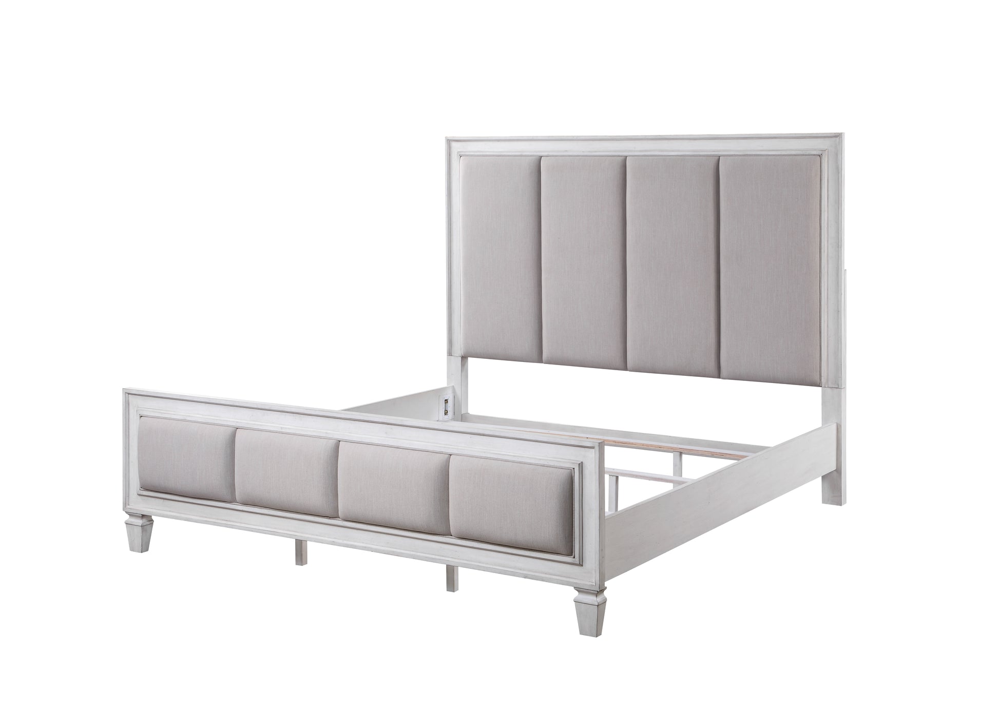 Katia Ck Bed Light Gray Linen, Rustic Gray & Weathered White Finish Bd00658Ck Light Gray Linen
