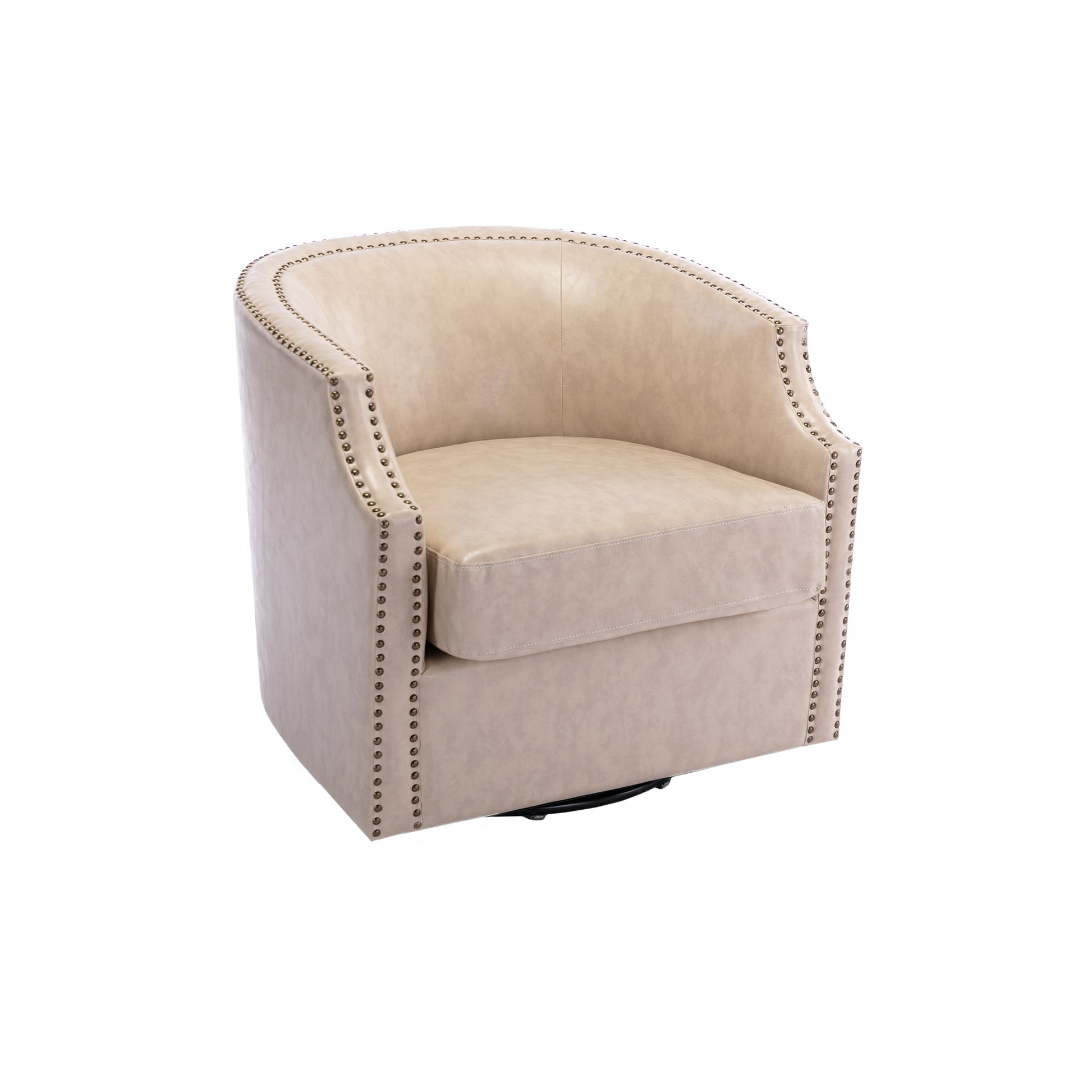 Coolmore Swivel Chair Living Room Chair Beige Metal