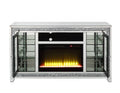 Noralie Tv Stand W Fireplace & Led Mirrored & Faux Diamonds Lv00316 Silver Mdf