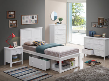 Lolanda Twin Bed White Finish Bd00649T White Solid Wood Mdf