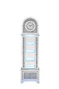 Noralie Grandfather Clock W Led Mirrored & Faux Diamonds Ac00353 Silver Glass