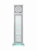 Noralie Grandfather Clock W Led Mirrored & Faux Diamonds Ac00354 Silver Glass