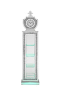 Noralie Grandfather Clock W Led Mirrored & Faux Diamonds Ac00351 Silver Glass