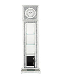 Noralie Grandfather Clock W Led Mirrored & Faux Diamonds Ac00354 Silver Glass