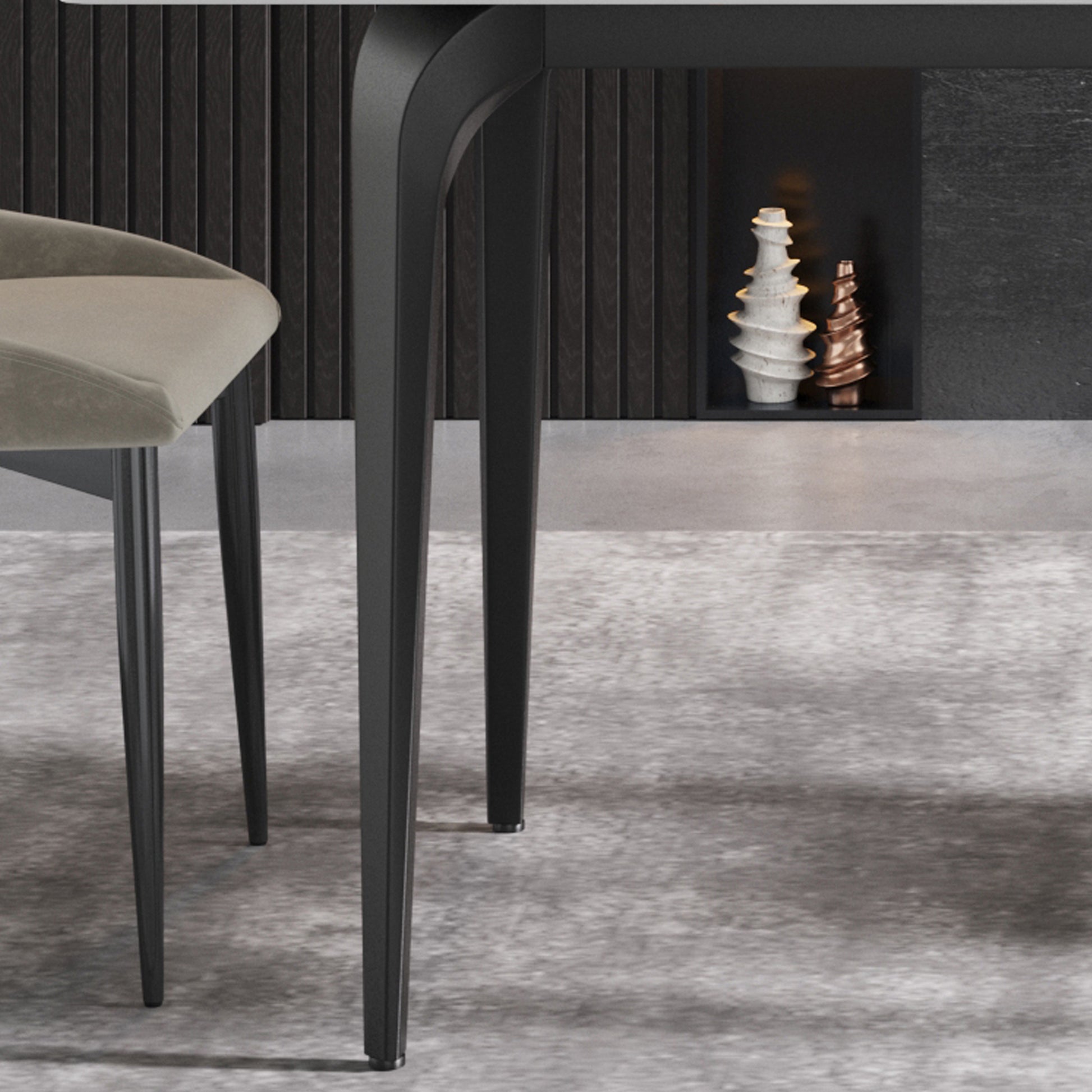 63"Modern Artificial Stone White Straight Edge Black Metal Leg Dining Table 6 People White Metal Sintered Stone