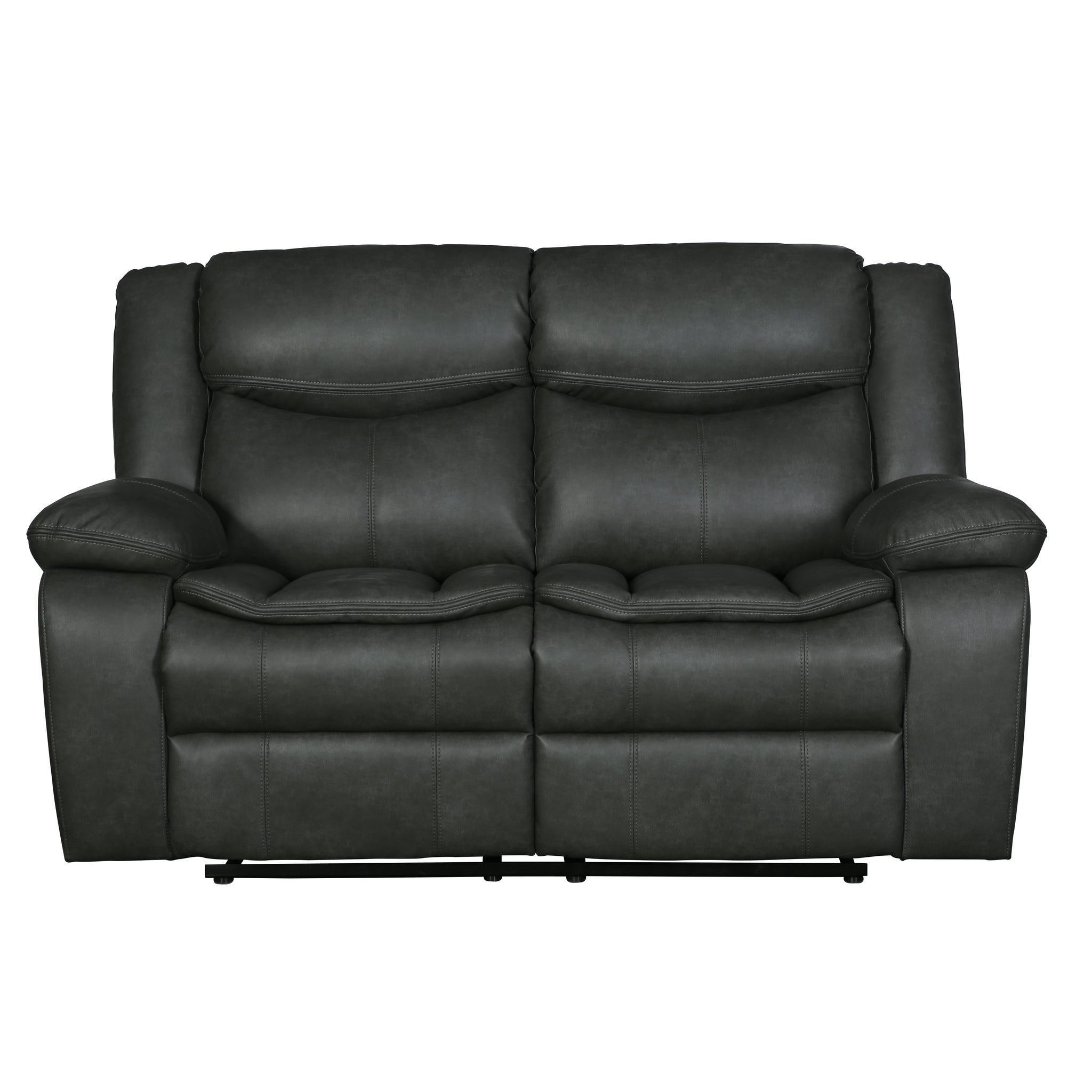 Transitional Leather Air Reclining Loveseat Gray Foam Leather