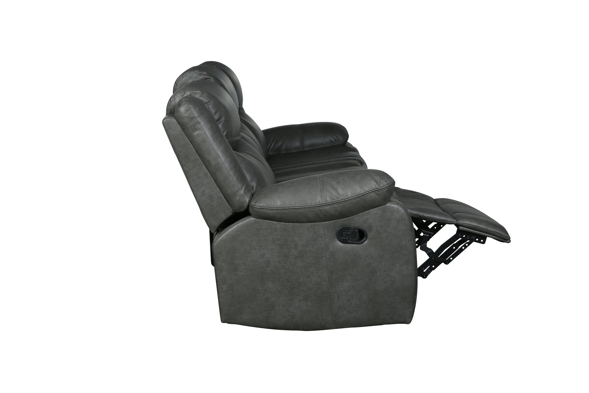 Transitional Leather Air Reclining Sofa Gray Foam Leather