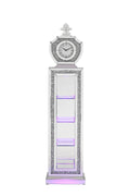Noralie Grandfather Clock W Led Mirrored & Faux Diamonds Ac00351 Silver Glass