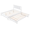 Full Size Platform Bed With Adjustable Trundle,White Old Sku:Sm000248Aak White Pine