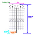 2 Pack Metal Garden Trellis For Climbing Plants Outdoor 86.7'' X 19.7'' Rustproof Plant Support Rose Trellis Netting Trellis Black Black Iron