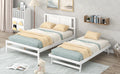 Full Size Platform Bed With Adjustable Trundle,White Old Sku:Sm000248Aak White Pine
