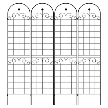 4 Pack Metal Garden Trellis For Climbing Plants Outdoor 86.7'' X 19.7'' Rustproof Plant Support Rose Trellis Netting Trellis Black Black Iron