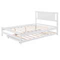 Full Size Platform Bed With Adjustable Trundle,White Old Sku:Sm000248Aak White Pine