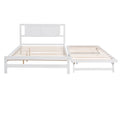 Full Size Platform Bed With Adjustable Trundle,White Old Sku:Sm000248Aak White Pine