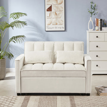Off White Velvet Loveseat Sofa Bed Off White Wood Tufted Back Square Arms Foam Velvet 2 Seat