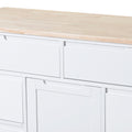 Kitchen Cart With Rubber Wood Countertopkitchen Island Has 8 Handle Free Drawers Including A Flatware Organizer And 5 Wheels For Kitchen Dinning Room, White White Mdf