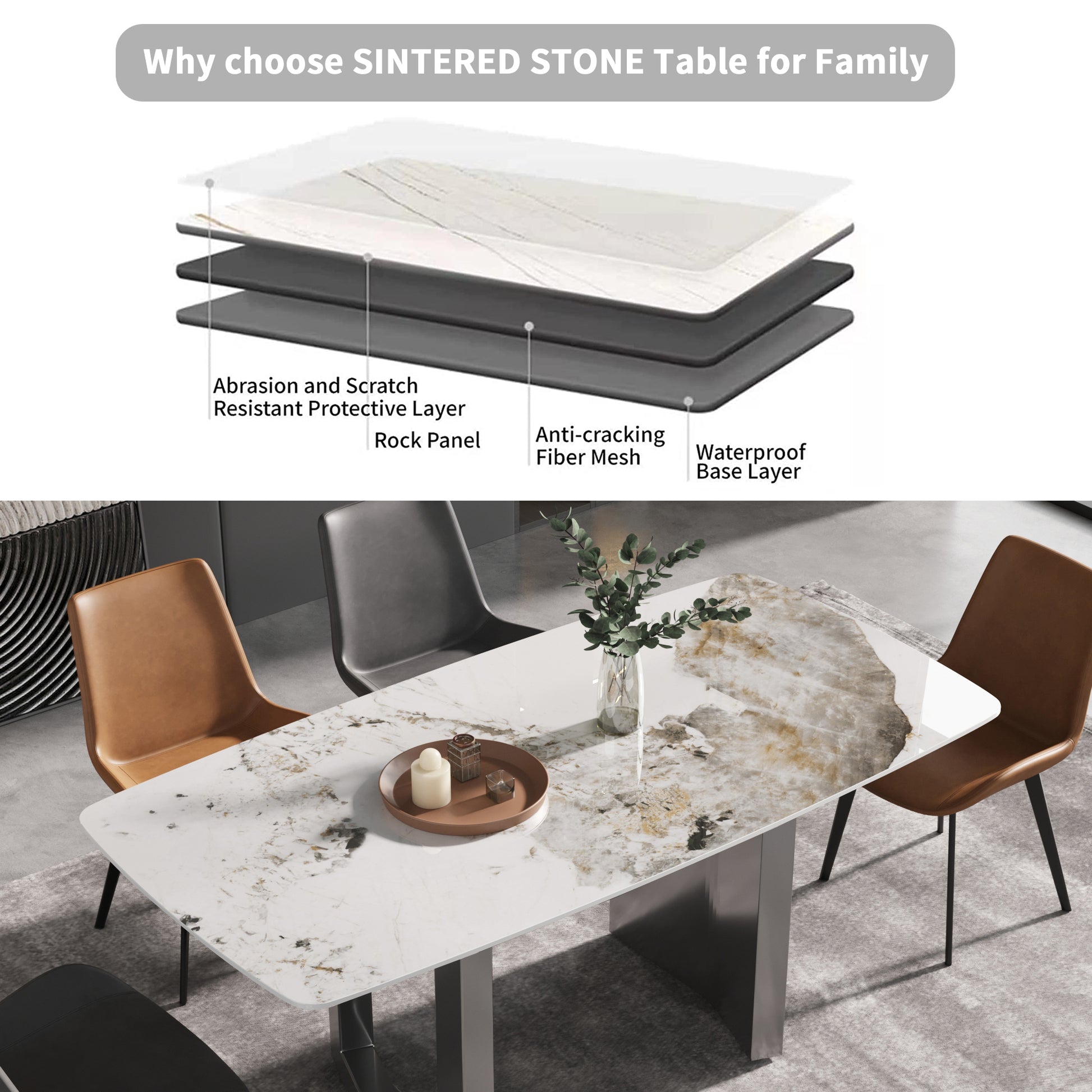 70.87"Modern Artificial Stone Pandora White Curved Black Metal Leg Dining Table Can Accommodate 6 8 People Antique White Metal Sintered Stone